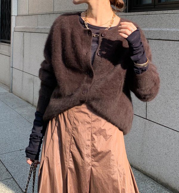  「ファーカシミヤカーディガン」|カーディガン|ブラウン