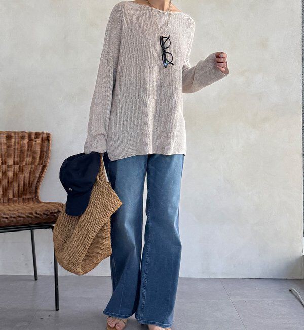  「マーブルヤーン前後2WAYカノコ編みプルオーバー」|ニット・セーター|