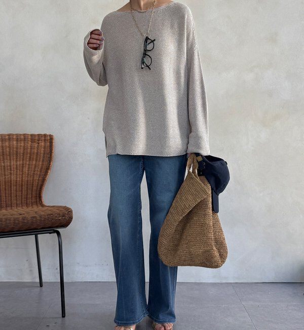  「マーブルヤーン前後2WAYカノコ編みプルオーバー」|ニット・セーター|