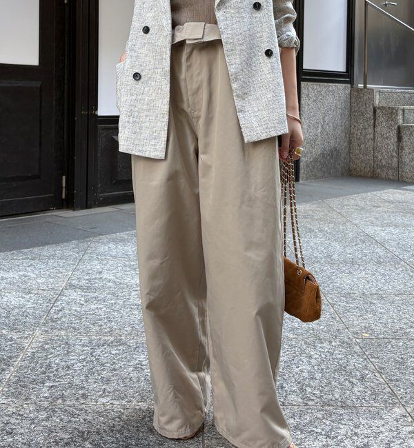  「ウエスト折り返しギャザーパンツ」|チノ|