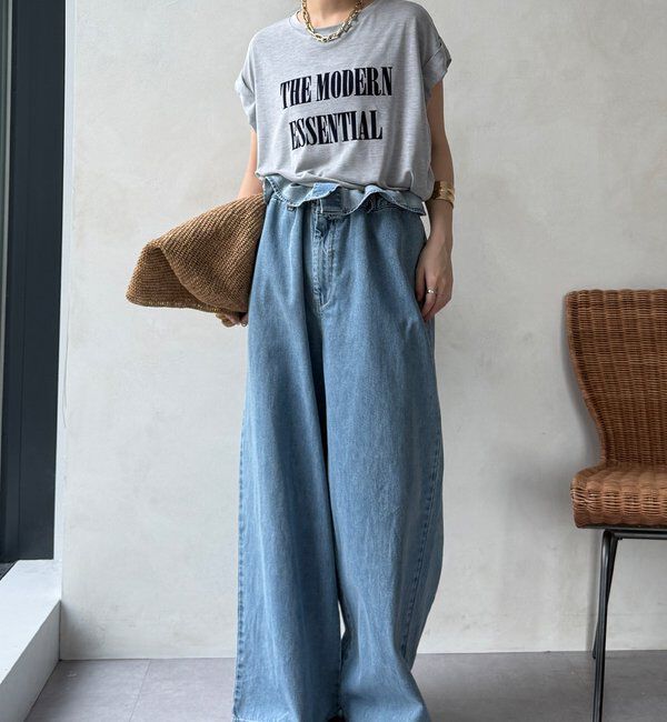  「【セットアップ可能】フロッキー肩タックプリントTEE」|Tシャツ・カットソー|