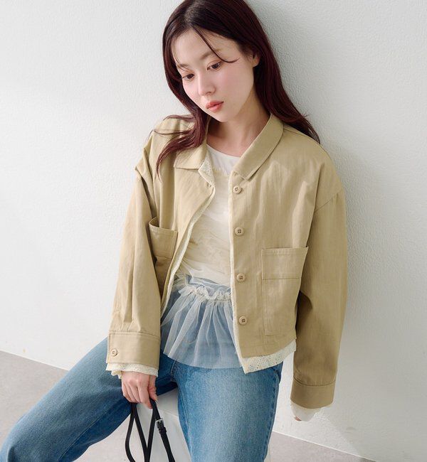  「【WEB先行/SETUP対応】レイヤードショートシャツジャケット」|その他|ベージュその他1