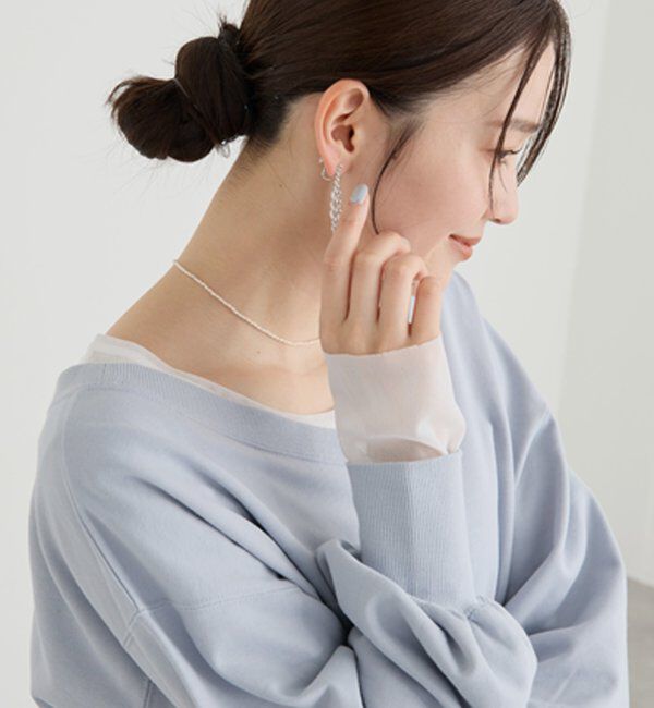  「【前後２way仕様】ボートネック2wayスウェット」|Tシャツ・カットソー|サックスブルー