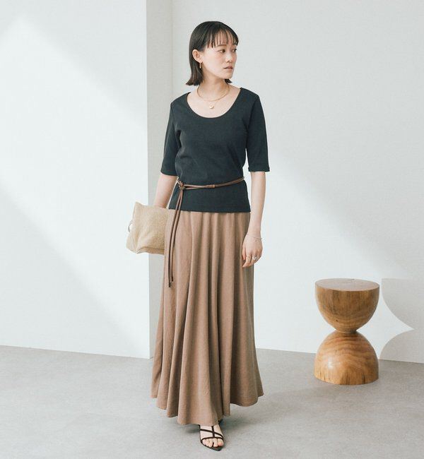  「【セットアップ可/上品な落ち感】ガーメントダイフレアバイアススカート」|スカート|