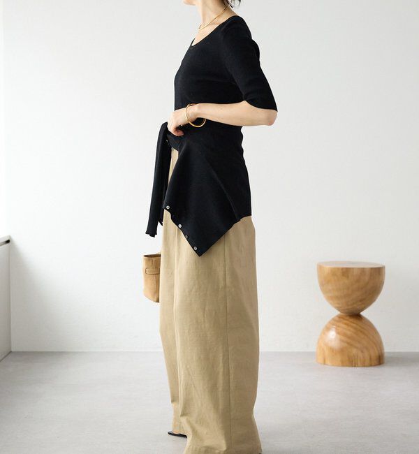  「予約【アンサンブル対応可】コットンUネックリブニット」|ニット・セーター|