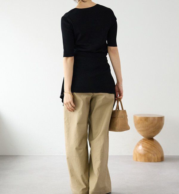  「予約【アンサンブル対応可】コットンUネックリブニット」|ニット・セーター|