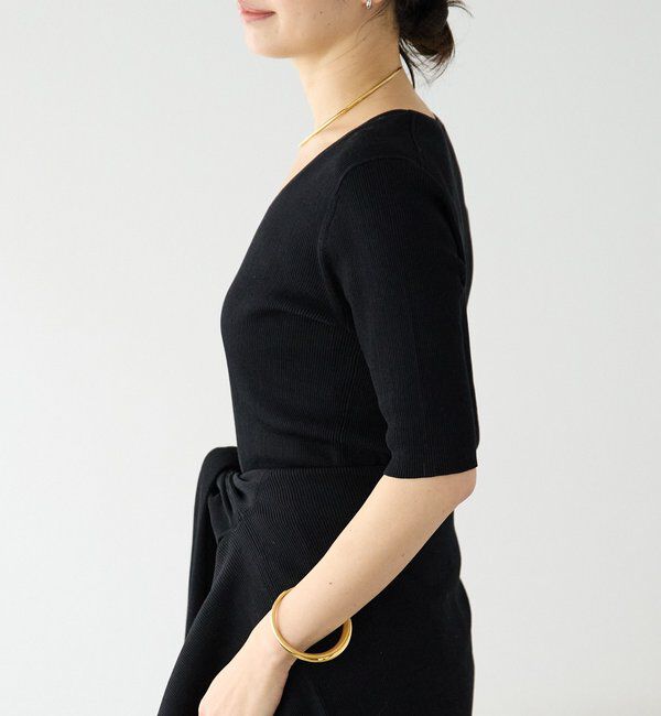  「予約【アンサンブル対応可】コットンUネックリブニット」|ニット・セーター|