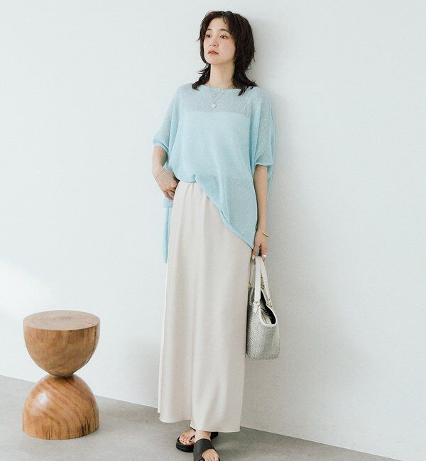  「【通気性/吸水速乾性/軽量/防シワ性】ペーパーポンチョニット」|ニット・セーター|