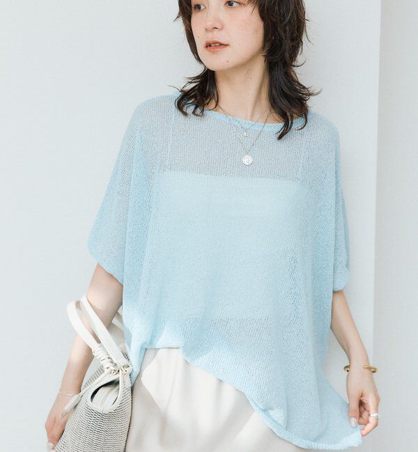  「【通気性/吸水速乾性/軽量/防シワ性】ペーパーポンチョニット」|ニット・セーター|