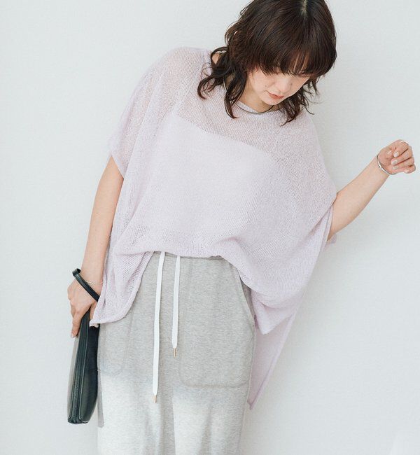  「【通気性/吸水速乾性/軽量/防シワ性】ペーパーポンチョニット」|ニット・セーター|