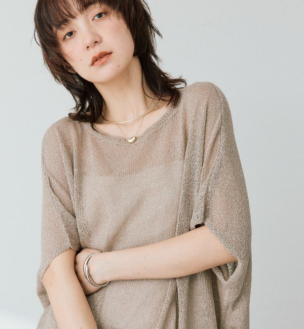  「【通気性/吸水速乾性/軽量/防シワ性】ペーパーポンチョニット」|ニット・セーター|