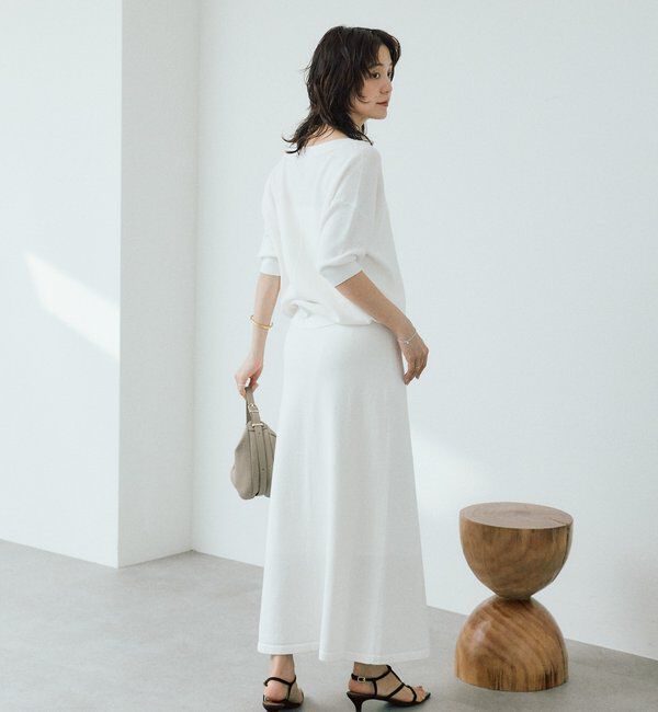  「【手洗い可能】ギマコットン片畦Vネックニット」|ニット・セーター|