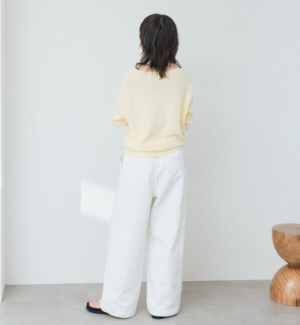  「【手洗い可能】ギマコットン片畦Vネックニット」|ニット・セーター|