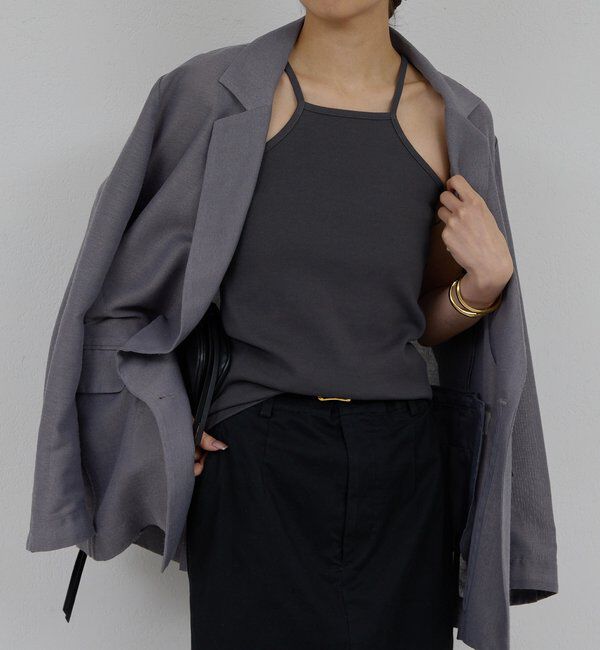  「【手洗い可】スクエアキャミ」|Tシャツ・カットソー|チャコールグレー