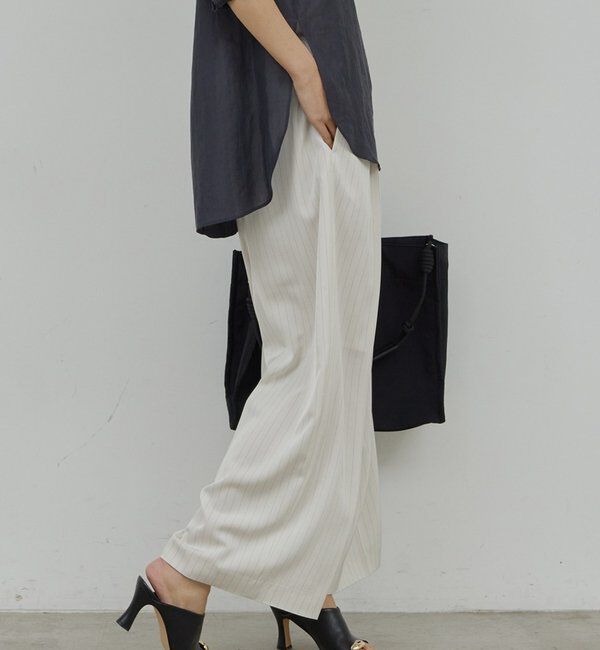  「【手洗い可】ストライプイージーパンツ」|チノ|