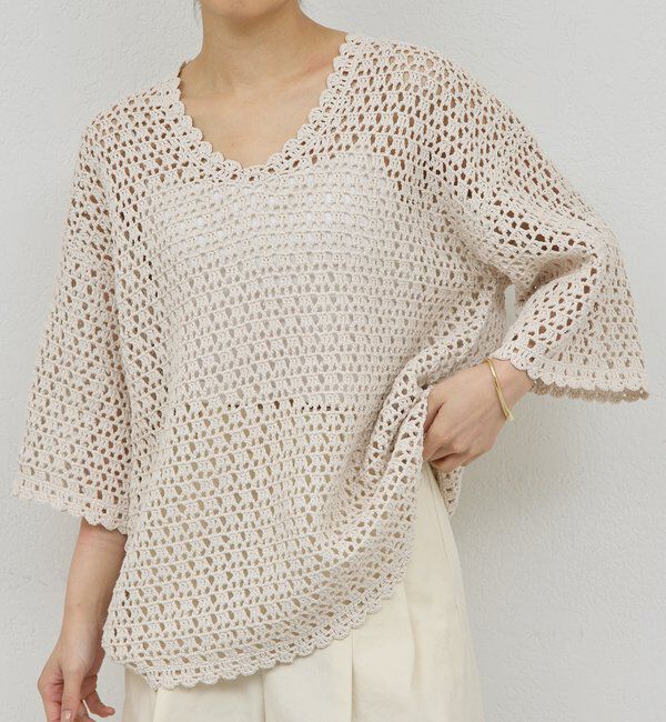  「【HERITANOVUM】コットンペーパークロシェットプルオーバー」|ニット・セーター|