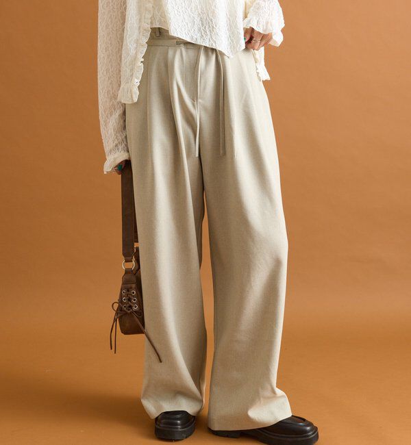  「ドロストダブルベルトパンツ」|チノ|ベージュ