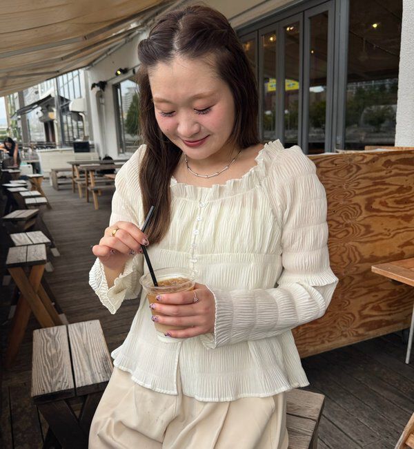  「【@__misa__03企画】シャーリングブラウス」|シャツ・ブラウス|オフホワイト