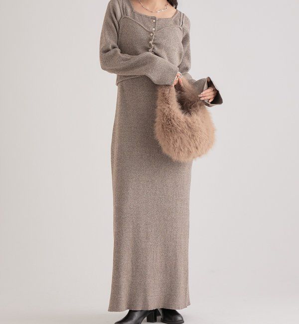  「ニットビスチェ付き ワンピース」|ワンピース|