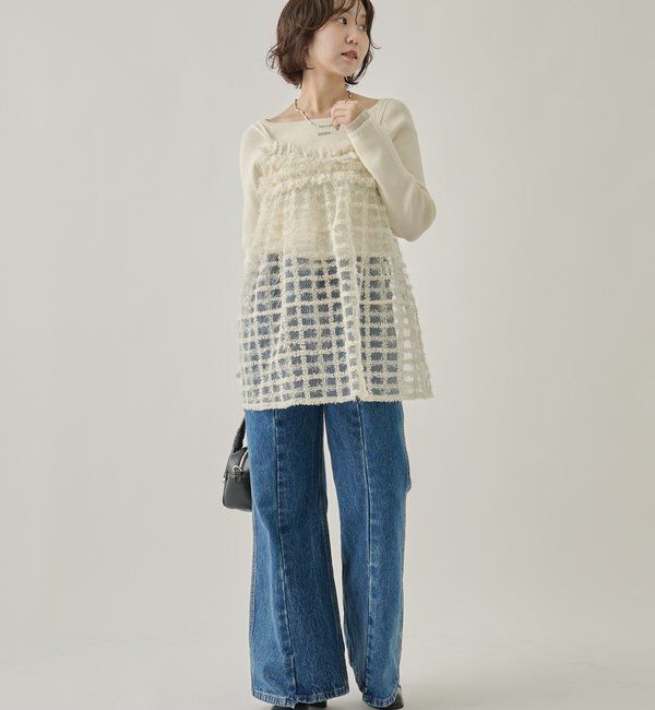  「シャイニーチェックキャミチュニック」|シャツ・ブラウス|