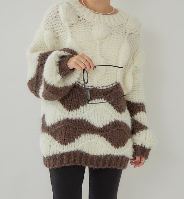  「ぽこぽこウェーブニット」|ニット・セーター|オフホワイト