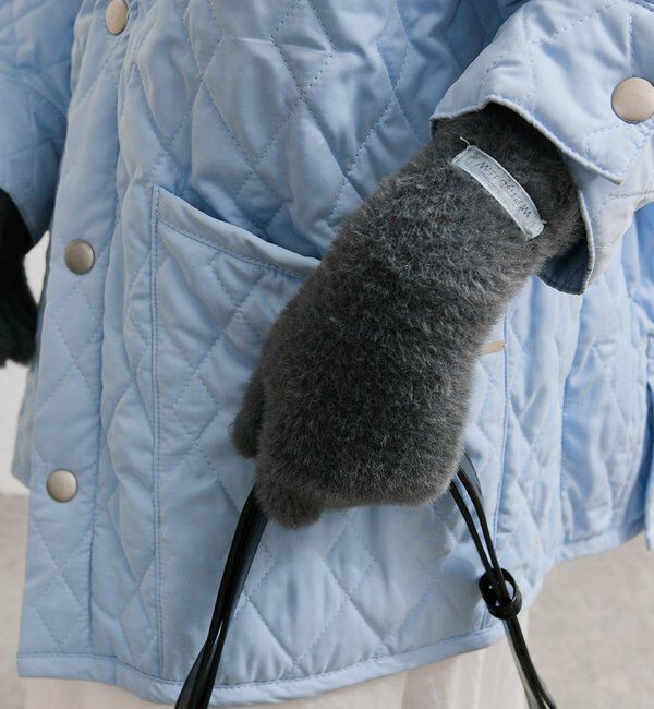  「タグ付きニットグローブ」|手袋|チャコールグレー