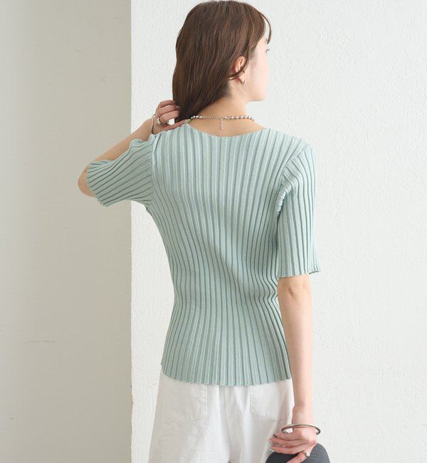  「ラウンドスリット半袖カーディガン」|カーディガン|