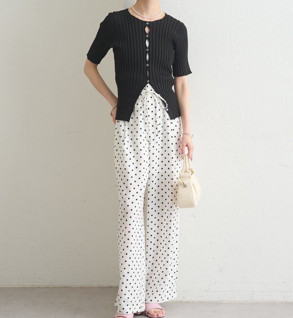  「ラウンドスリット半袖カーディガン」|カーディガン|