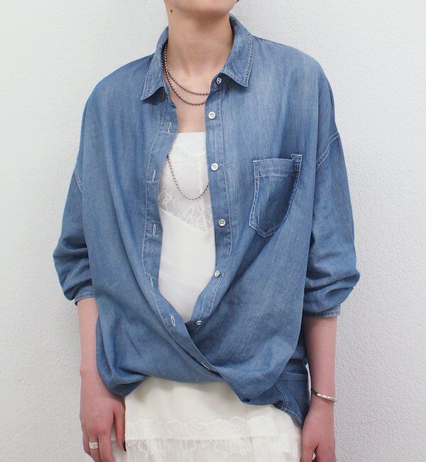  「【@_shirabe.s_コラボ】シアーデニムタックシャツ」|シャツ・ブラウス|