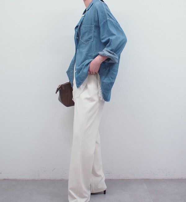  「【@_shirabe.s_コラボ】シアーデニムタックシャツ」|シャツ・ブラウス|