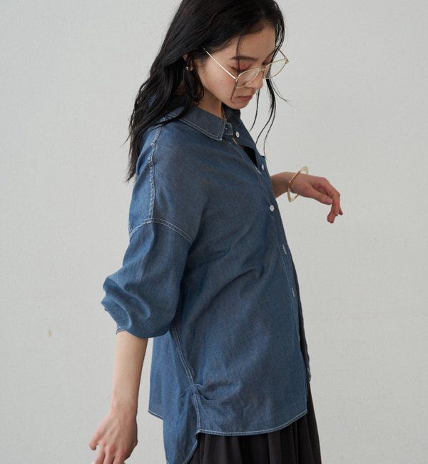  「【@_shirabe.s_コラボ】シアーデニムタックシャツ」|シャツ・ブラウス|