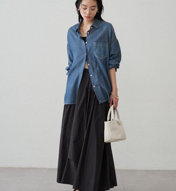  「【@_shirabe.s_コラボ】シアーデニムタックシャツ」|シャツ・ブラウス|