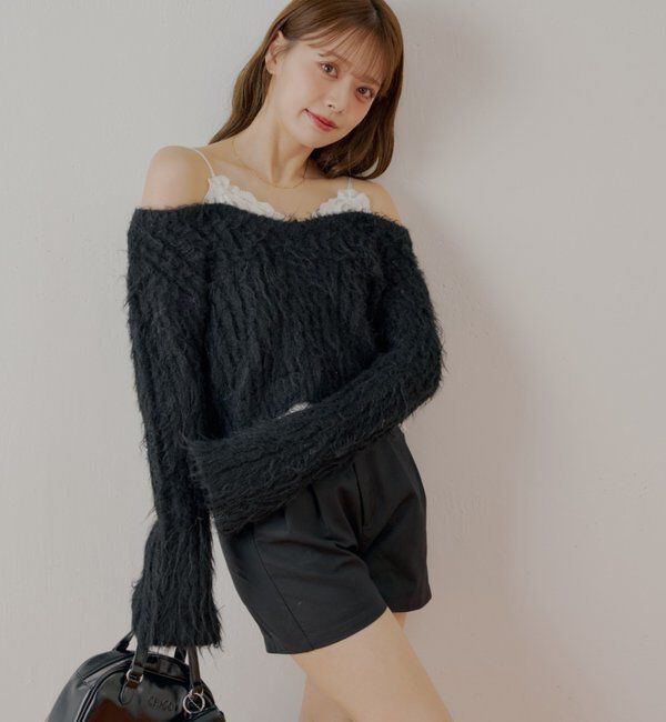  「レースドッキングシャギーニット」|ニット・セーター|