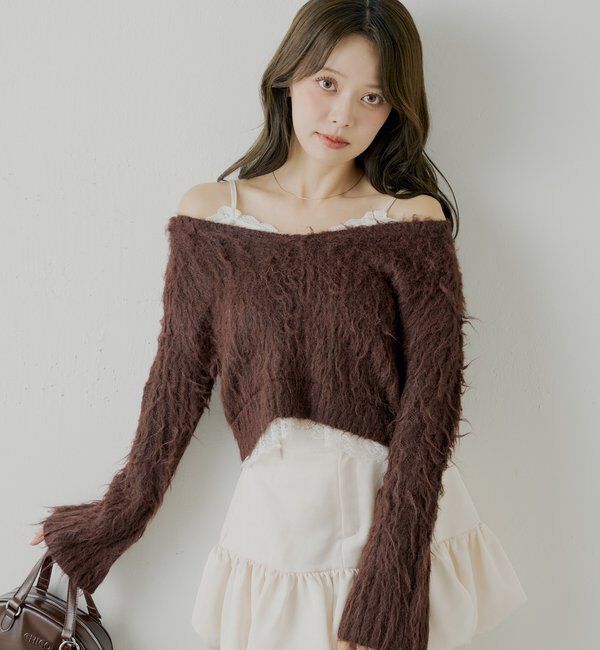  「レースドッキングシャギーニット」|ニット・セーター|