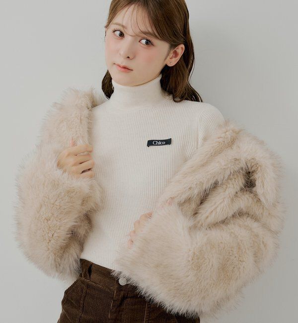  「胸ロゴラメタートルニット」|ニット・セーター|アイボリー