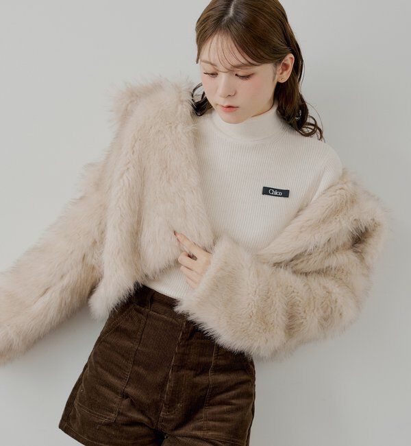  「胸ロゴラメタートルニット」|ニット・セーター|