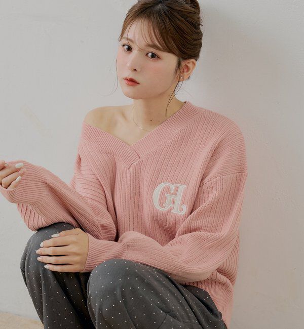  「【セットアップ対応】Vネックルーズニット」|ニット・セーター|