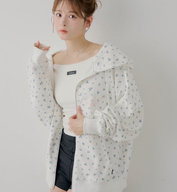  「花柄ルーズパーカー」|パーカー|