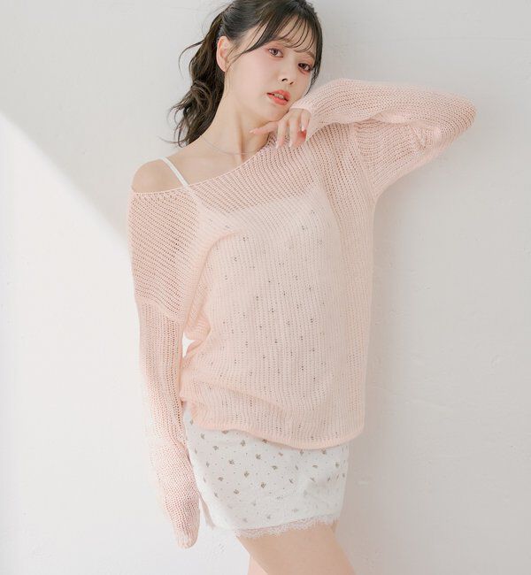  「花柄キャミワンピース+ルーズニットセット」|ワンピース|