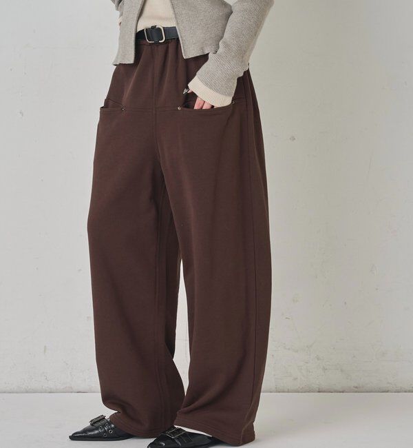  「【低身長・高身長対応】スラッシュポケットスウェットイージーパンツ」|チノ|ダークブラウン