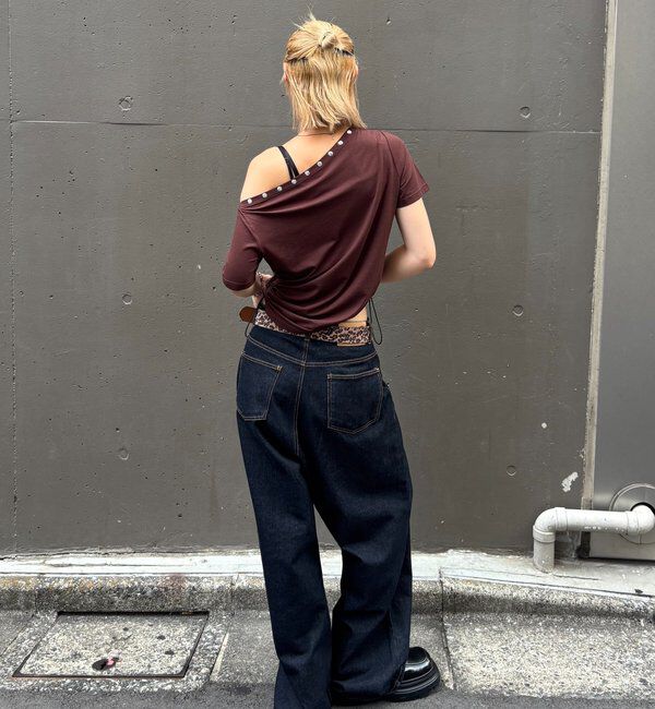  「ワンオフショルスタッズドロストTEE」|Tシャツ・カットソー|