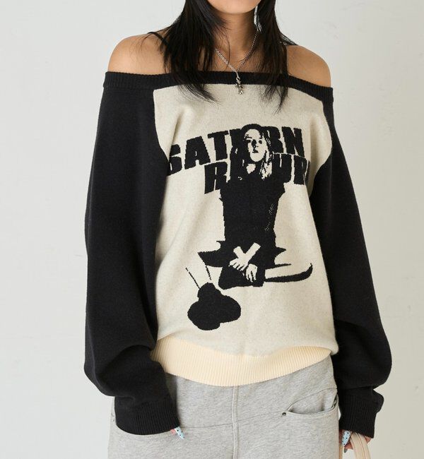  「シャーロットオフショルニット」|ニット・セーター|ブラック