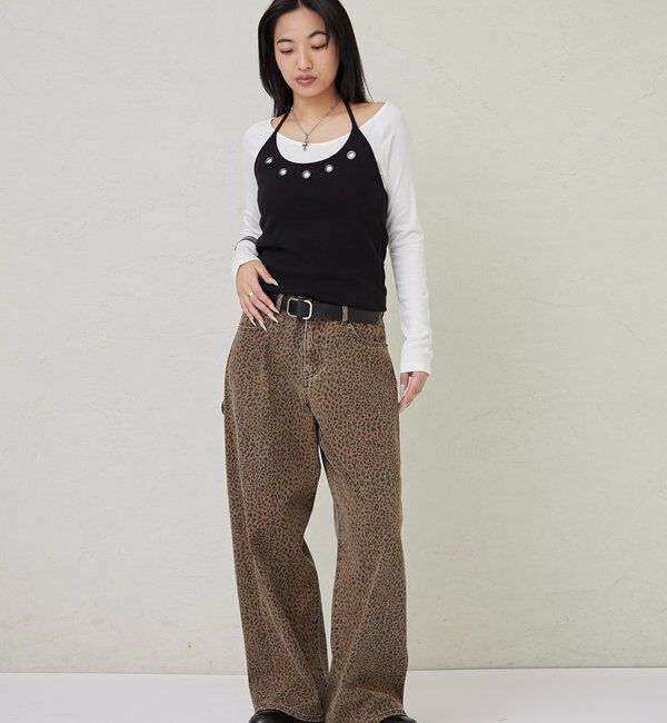  「アイレットホルターレイヤードトップス(無地/ボーダー/ドット)」|Tシャツ・カットソー|