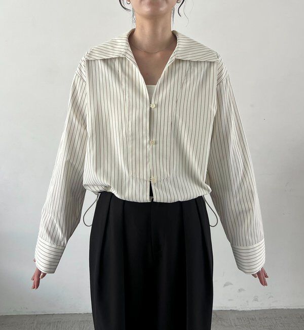  「Vネックストライプショートシャツ」|シャツ・ブラウス|