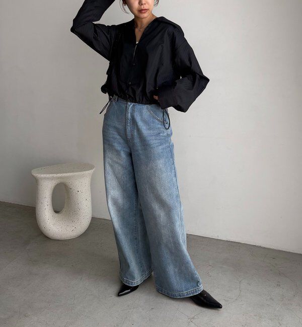  「Vネックストライプショートシャツ」|シャツ・ブラウス|