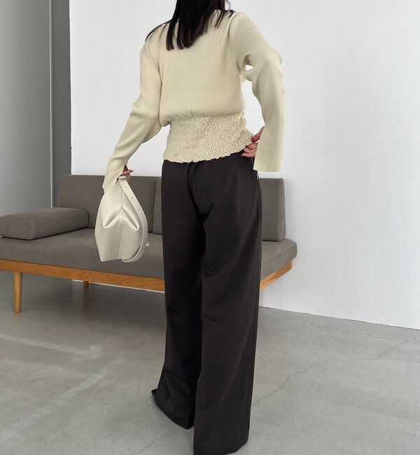  「【スタイルアップ効果◎】裾シャーリングリブカーディガン」|カーディガン|