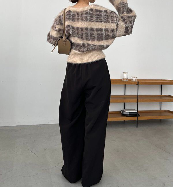  「チェックシャギープルオーバー」|ニット・セーター|