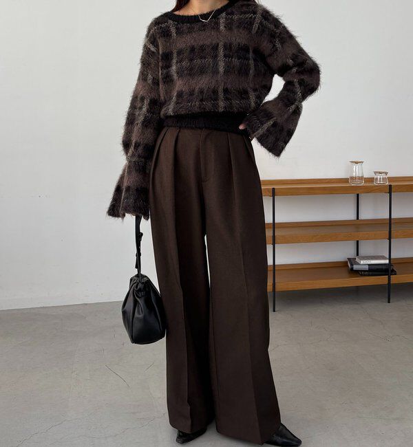  「チェックシャギープルオーバー」|ニット・セーター|