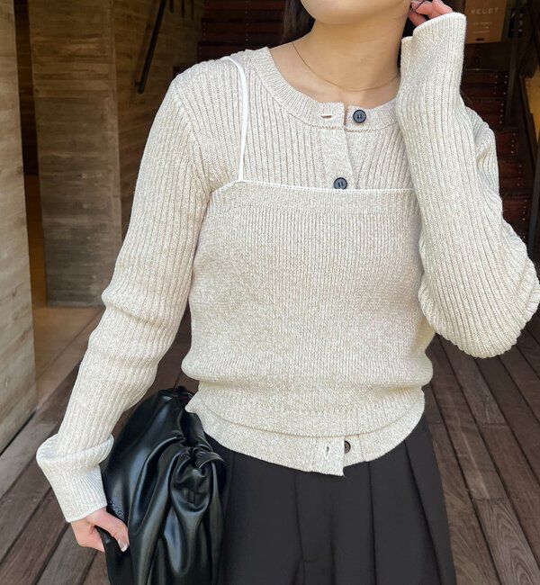  「メランジキャミSETカーディガン」|カーディガン|