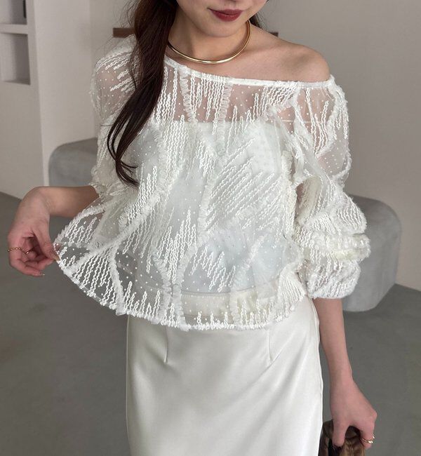  「【yuu企画】ジャガードシアーブラウス」|シャツ・ブラウス|